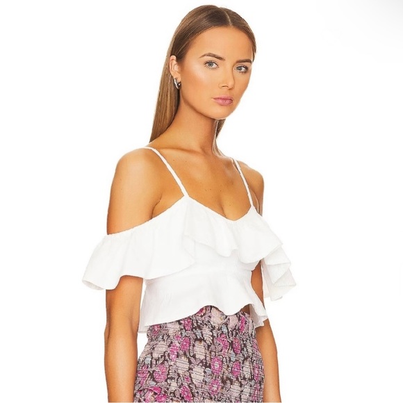 ISABEL MARANT ETOILE REVOLVE WHITE COLD-SHOULDER CROP TOP - Picture 6 of 13